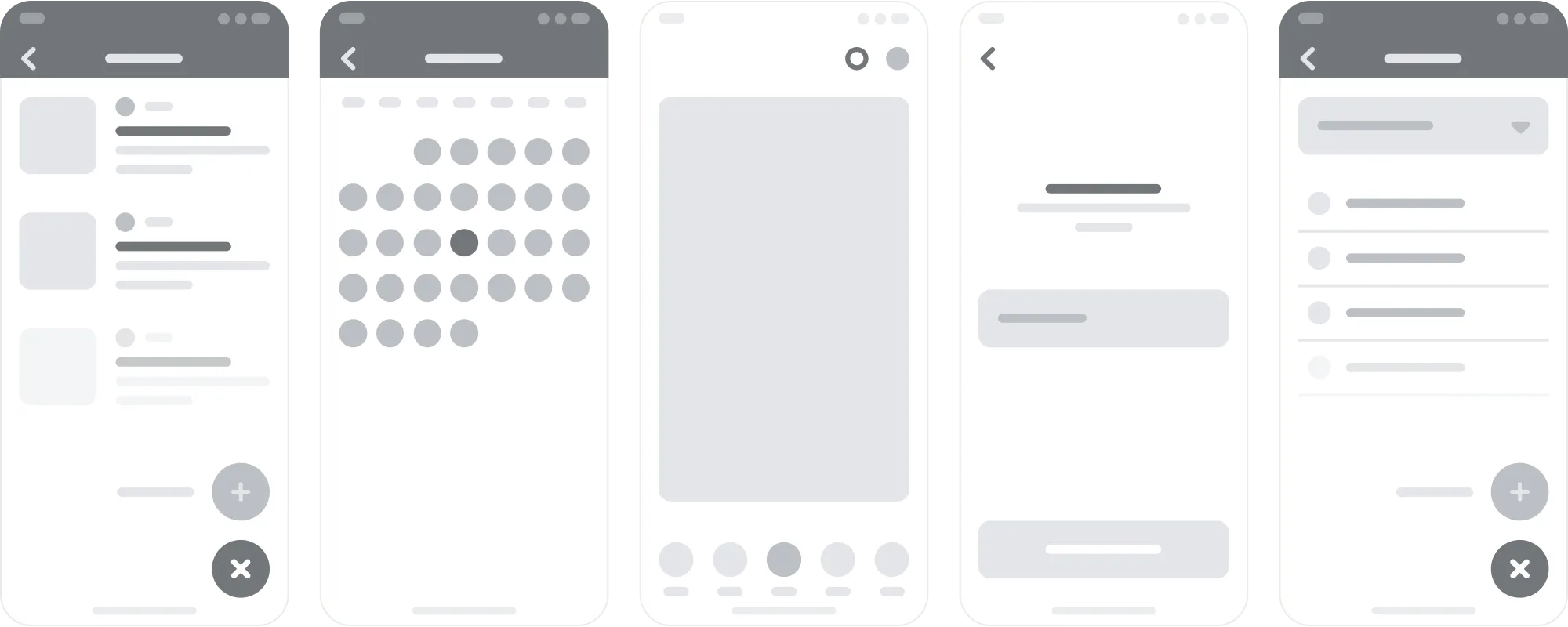 Excerpt from the UX Mock-up of a Low-Detailed Mobile Application 1.