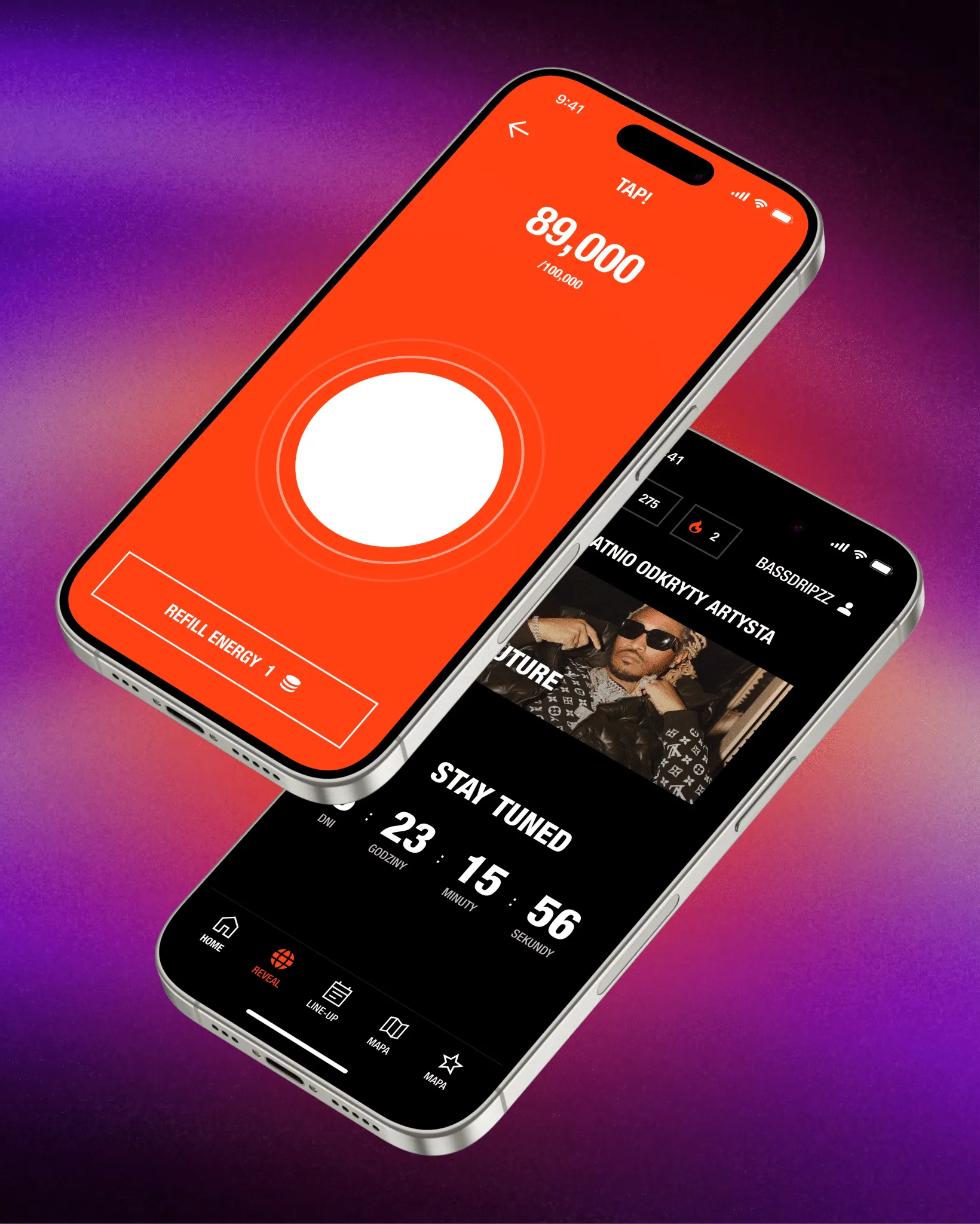 Tap-to-reveal artist mechanic in the CLOUT Festival app
