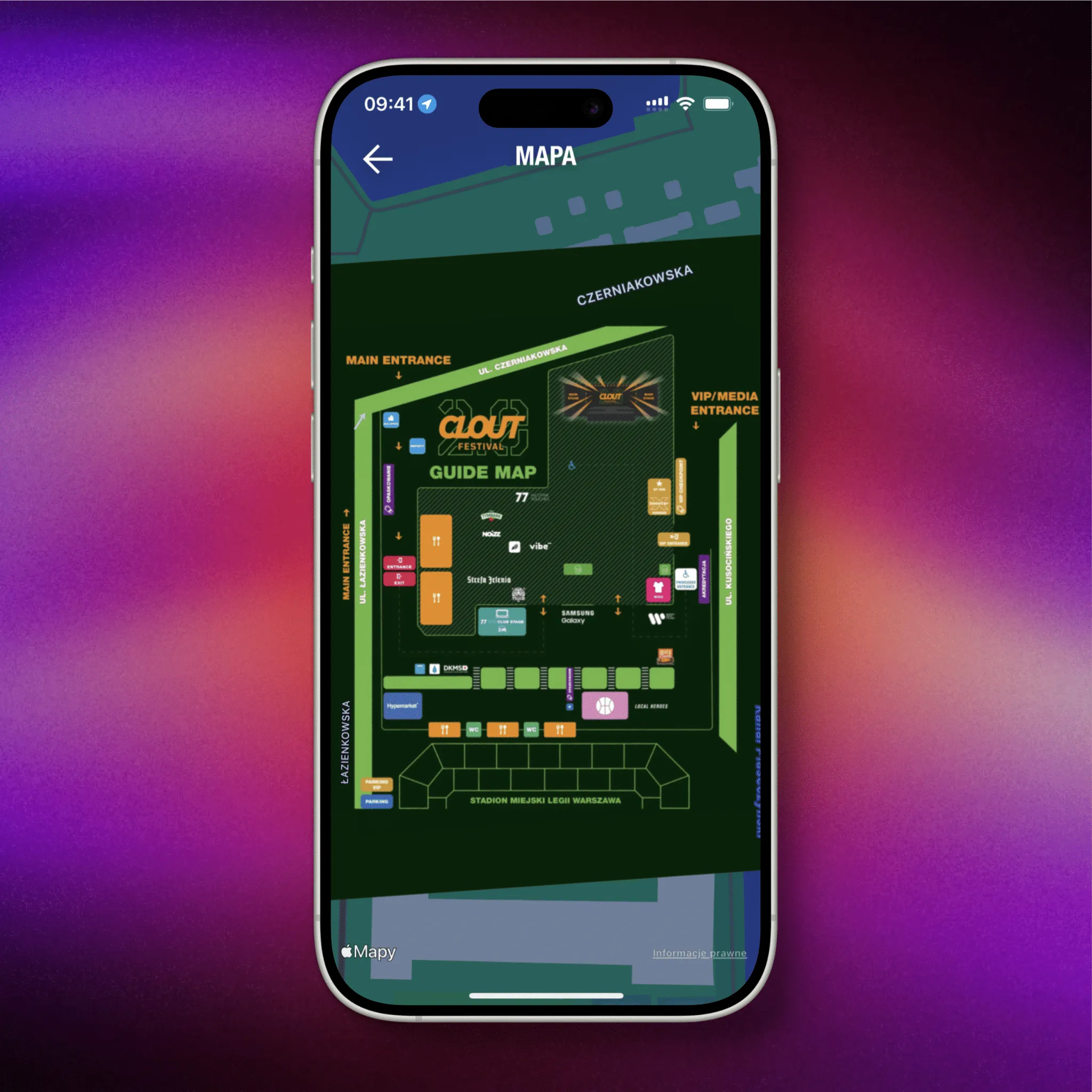 Interactive map of the festival grounds in the CLOUT Festival app