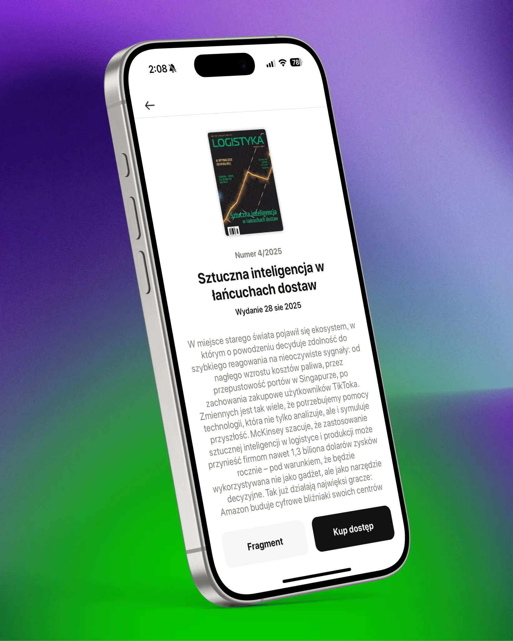 Issue preview with the “Excerpt” and “Buy access” options