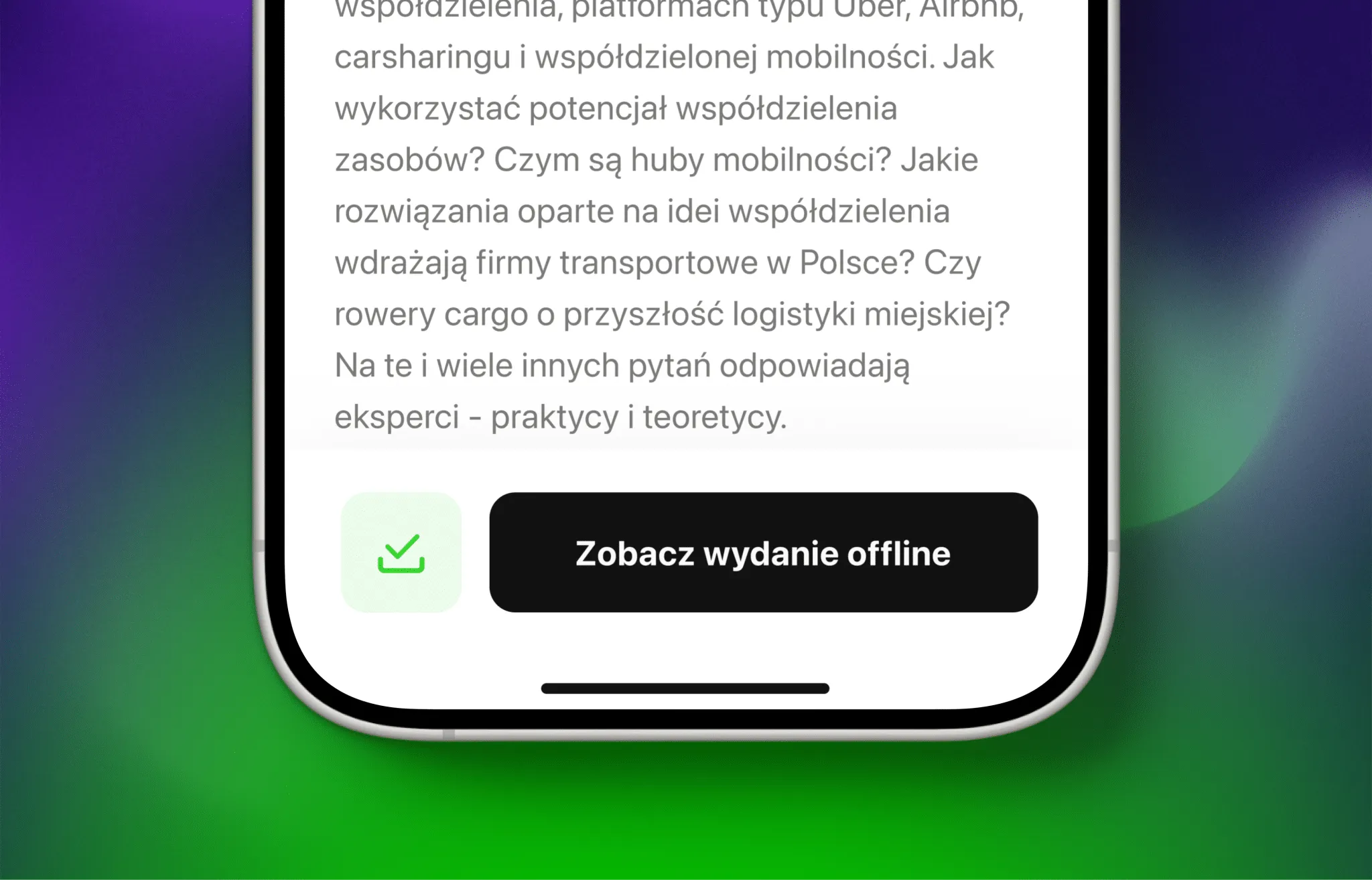 “View issue offline” button below the article content