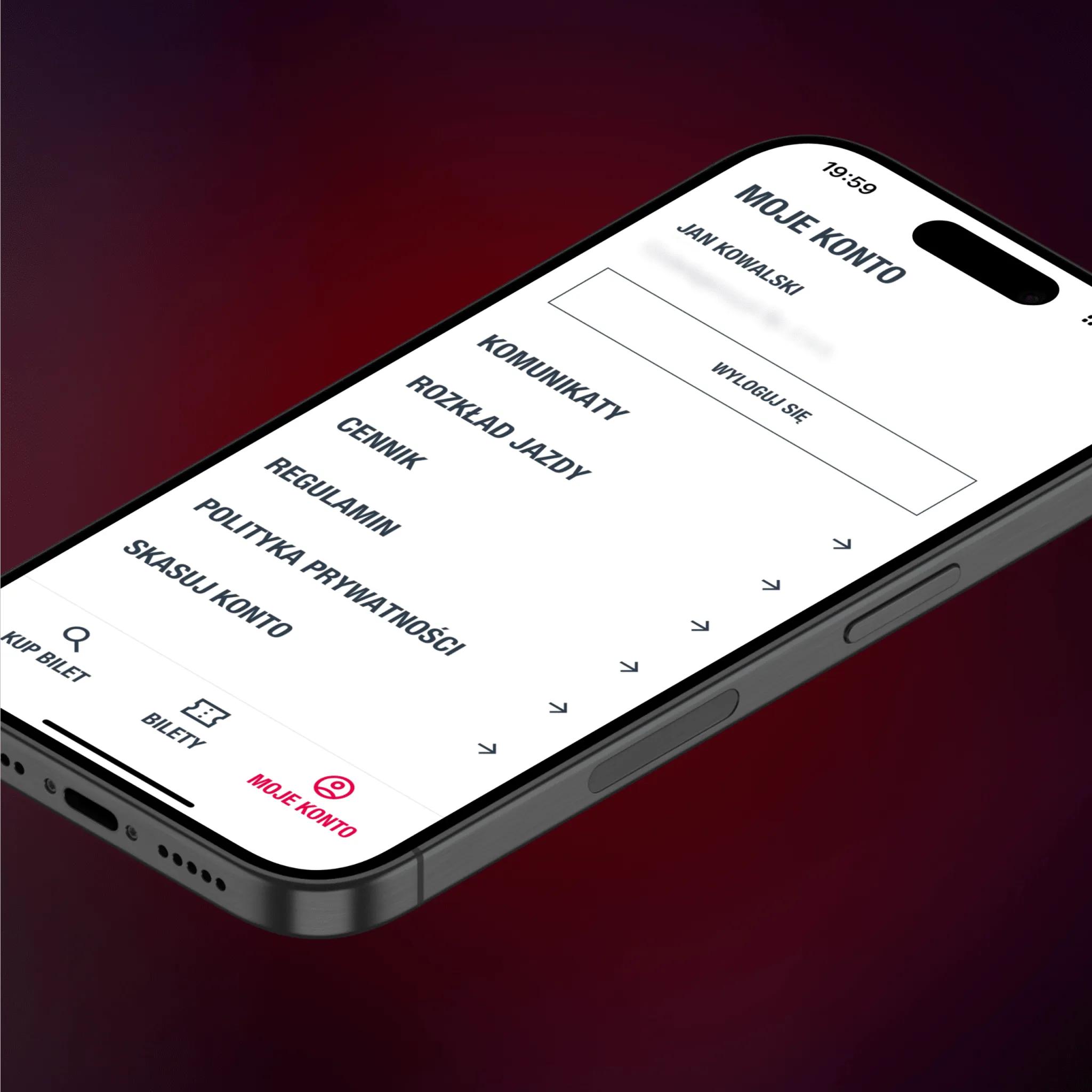 My account in the MAN Transport app
