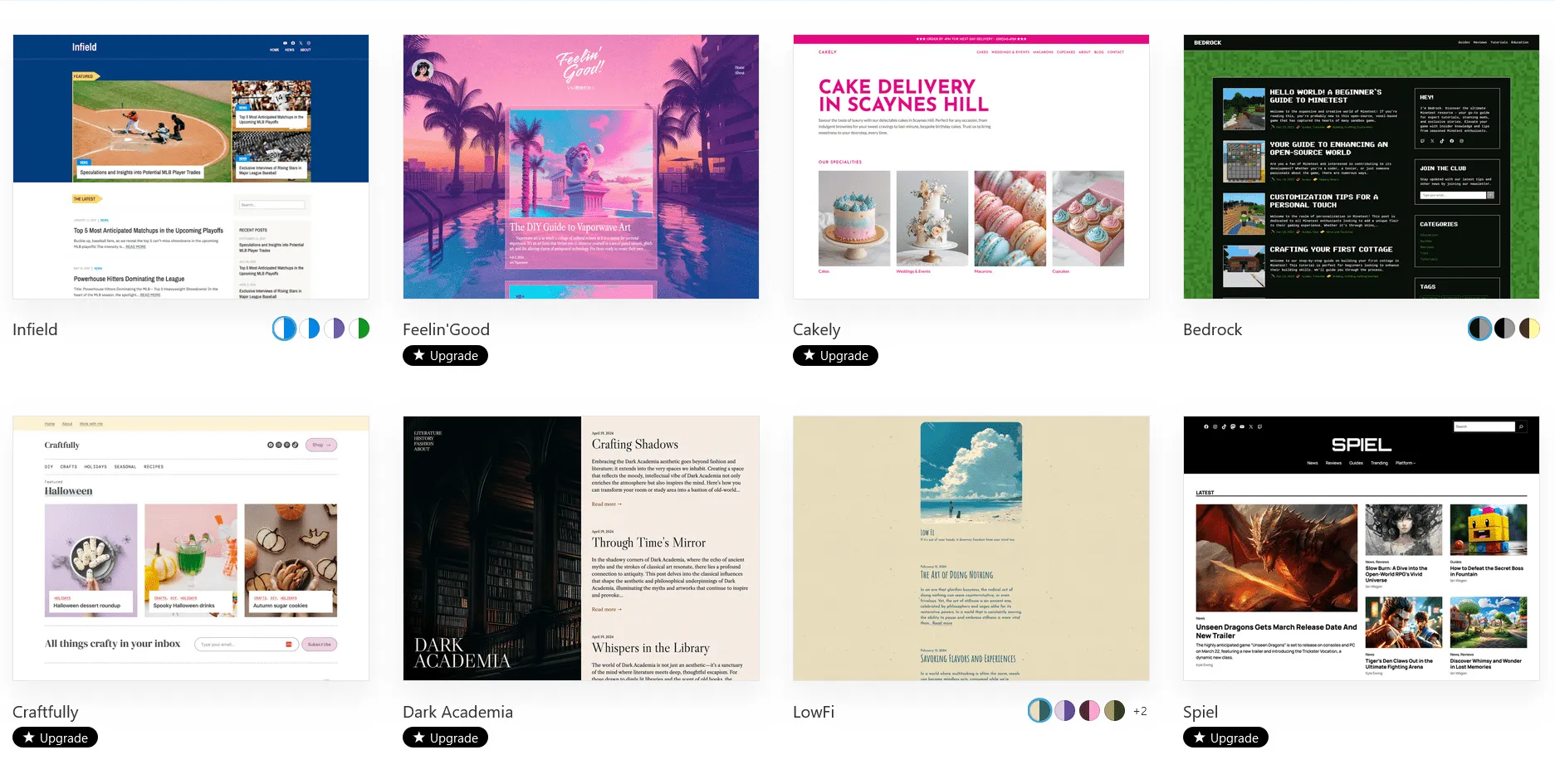 Gallery of ready-made WordPress theme templates to choose from