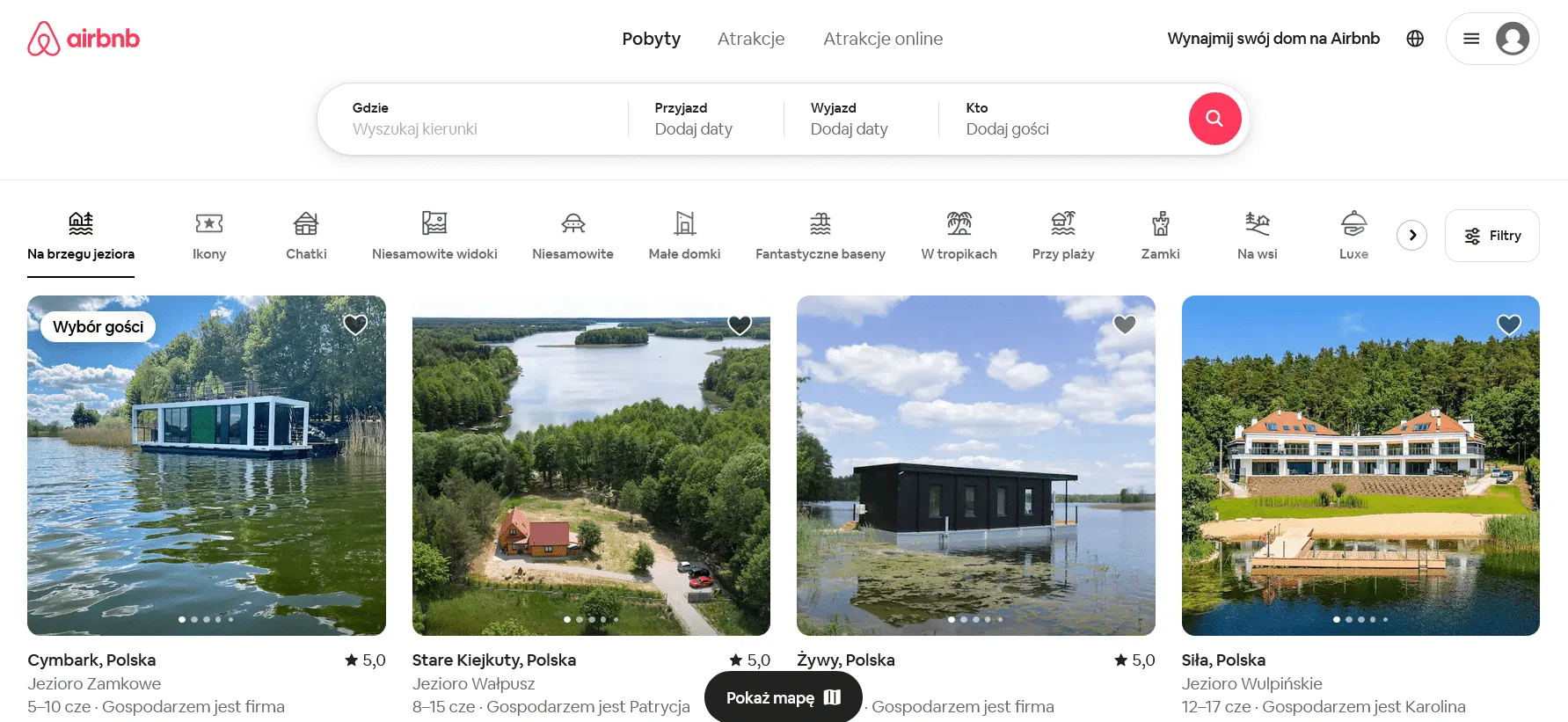 Airbnb page as an example of a clear interface and good UX practices